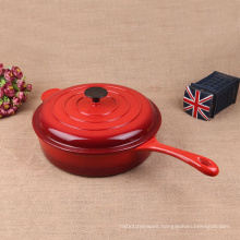 new customized cast iron enamel long handle deep saucepan